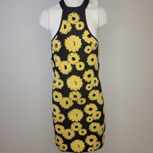 Urban Outfitters Knit High Neck Sunflower Dress Size Small Floral Mini Yellow